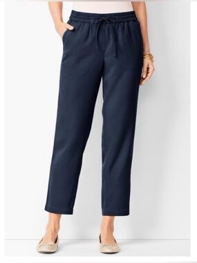 Talbots Easy Drawstring Pant Dark Navy Blue Elastic Waist SZ M Soft Polyester